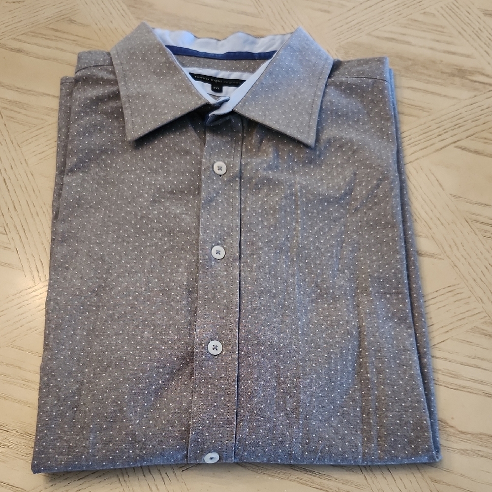 twenty eight degrees Stylish Gray Polka Dot Button-Down Shirt Men's Size 2XL